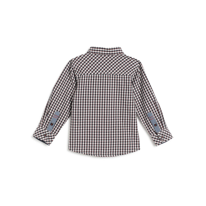 Boys Dark Grey Checkered Long Sleeve Shirt image number 1